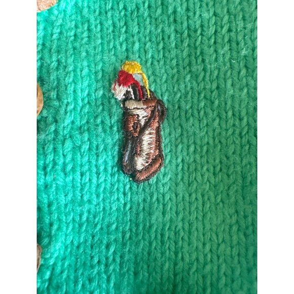 Handmade Green Child Size 3 Cardigan Sweater Golf Club Chest Patch - Picture 2 of 6